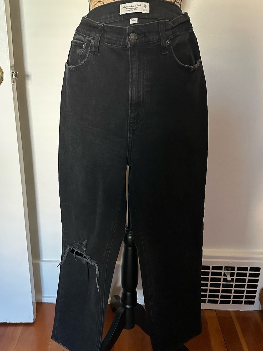 Abercrombie & Fitch Charcoal Wash Ultra High-Rise Ankle Straight Jeans